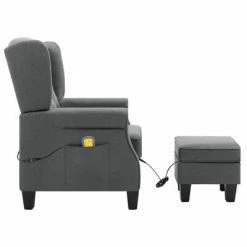 VidaXL Fauteuil de massage avec repose-pied Gris clair Tissu -Fauteuils électriques Soldes image 4 320161