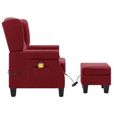 VidaXL Fauteuil de massage avec repose-pied Rouge bordeaux Tissu 4 VidaXL Fauteuil de massage avec repose-pied Rouge bordeaux Tissu – Image 4