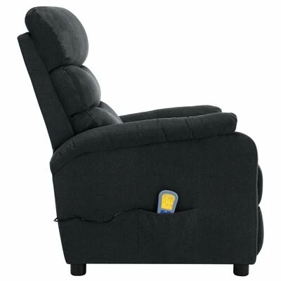 VidaXL Fauteuil inclinable de massage Gris foncé Tissu 4 VidaXL Fauteuil inclinable de massage Gris foncé Tissu – Image 4