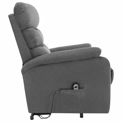 VidaXL Fauteuil inclinable de massage Gris clair Tissu 4 VidaXL Fauteuil inclinable de massage Gris clair Tissu – Image 4