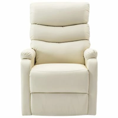 VidaXL Fauteuil inclinable de massage Blanc crème Similicuir 4 VidaXL Fauteuil inclinable de massage Blanc crème Similicuir – Image 4