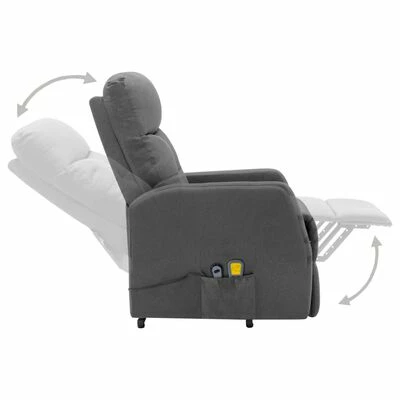 VidaXL Fauteuil inclinable de massage Gris clair Tissu 4 VidaXL Fauteuil inclinable de massage Gris clair Tissu – Image 4