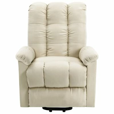 VidaXL Fauteuil inclinable de massage Crème Tissu 4 VidaXL Fauteuil inclinable de massage Crème Tissu – Image 4
