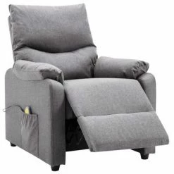 VidaXL Fauteuil inclinable de massage Gris clair Tissu 9 VidaXL Fauteuil inclinable de massage Gris clair Tissu -Fauteuils électriques Soldes image 4 322456