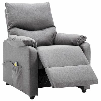 VidaXL Fauteuil inclinable de massage Gris clair Tissu 4 VidaXL Fauteuil inclinable de massage Gris clair Tissu – Image 4