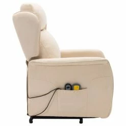 VidaXL Fauteuil de massage inclinable Crème Tissu -Fauteuils électriques Soldes image 4 324040