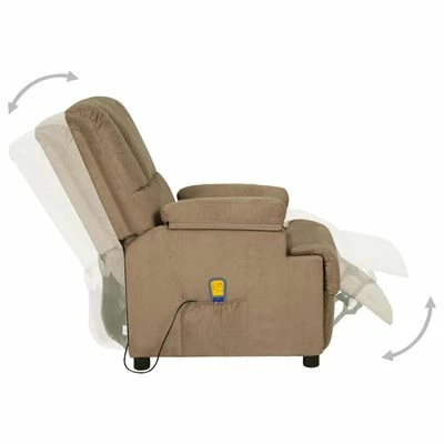 VidaXL Fauteuil de massage inclinable Taupe Similicuir daim 4 VidaXL Fauteuil de massage inclinable Taupe Similicuir daim – Image 4