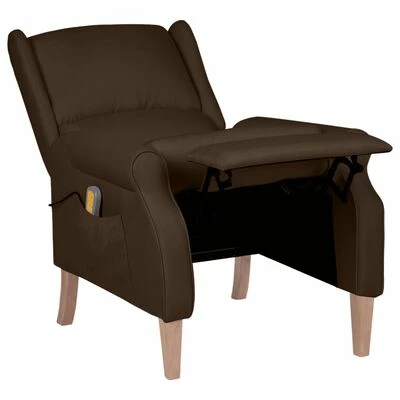 VidaXL Fauteuil de massage inclinable Marron foncé Tissu 4 VidaXL Fauteuil de massage inclinable Marron foncé Tissu – Image 4