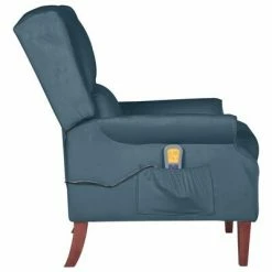 VidaXL Fauteuil de massage inclinable Bleu Velours -Fauteuils électriques Soldes image 4 329289