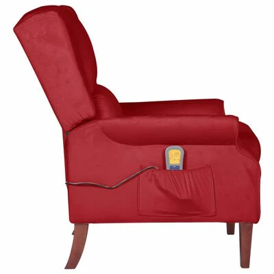 VidaXL Fauteuil de massage inclinable Rouge bordeaux Velours 4 VidaXL Fauteuil de massage inclinable Rouge bordeaux Velours – Image 4