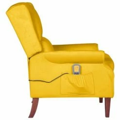 VidaXL Fauteuil de massage inclinable Jaune Velours -Fauteuils électriques Soldes image 4 329297