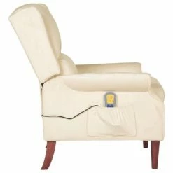 VidaXL Fauteuil de massage inclinable Crème Velours -Fauteuils électriques Soldes image 4 329299
