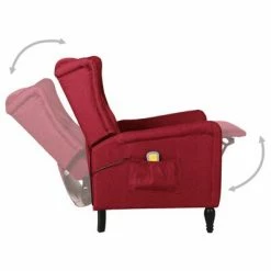VidaXL Fauteuil de massage inclinable Rouge bordeaux Tissu 9 VidaXL Fauteuil de massage inclinable Rouge bordeaux Tissu -Fauteuils électriques Soldes image 4 329333