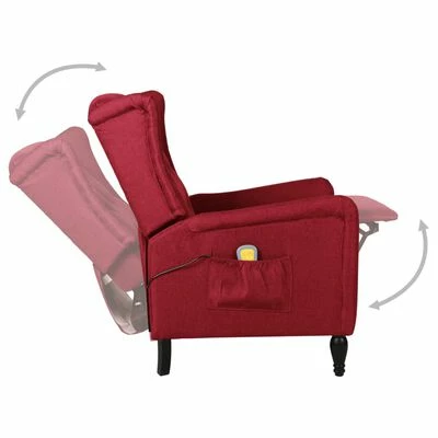 VidaXL Fauteuil de massage inclinable Rouge bordeaux Tissu 4 VidaXL Fauteuil de massage inclinable Rouge bordeaux Tissu – Image 4