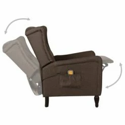 VidaXL Fauteuil de massage inclinable Marron foncé Tissu -Fauteuils électriques Soldes image 4 329335