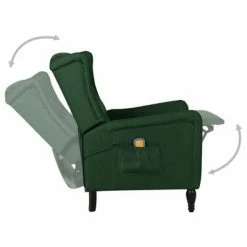VidaXL Fauteuil de massage inclinable Vert foncé Tissu -Fauteuils électriques Soldes image 4 329336