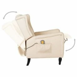 VidaXL Fauteuil de massage inclinable Crème Tissu -Fauteuils électriques Soldes image 4 329339