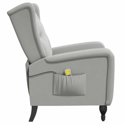 VidaXL Fauteuil de massage inclinable Gris clair Velours 4 VidaXL Fauteuil de massage inclinable Gris clair Velours – Image 4