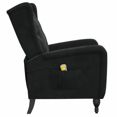 VidaXL Fauteuil de massage inclinable Noir Velours 4 VidaXL Fauteuil de massage inclinable Noir Velours – Image 4