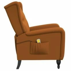 VidaXL Fauteuil de massage inclinable Marron Velours -Fauteuils électriques Soldes image 4 329360
