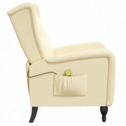 VidaXL Fauteuil de massage inclinable Crème Velours -Fauteuils électriques Soldes image 4 329361