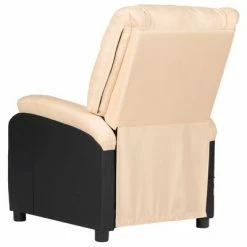 VidaXL Fauteuil de massage inclinable Crème Similicuir et tissu -Fauteuils électriques Soldes image 4 329504