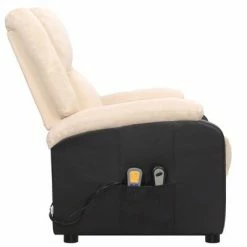 VidaXL Fauteuil de massage inclinable Crème Tissu -Fauteuils électriques Soldes image 4 329522