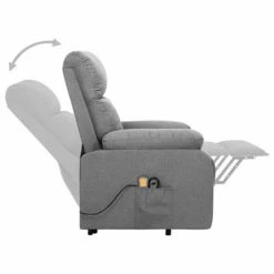 VidaXL Fauteuil de massage inclinable Gris clair Tissu -Fauteuils électriques Soldes image 4 329595