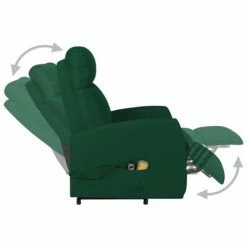 VidaXL Fauteuil de massage inclinable Vert foncé Tissu 9 VidaXL Fauteuil de massage inclinable Vert foncé Tissu -Fauteuils électriques Soldes image 4 329621