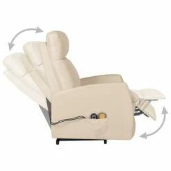 VidaXL Fauteuil de massage inclinable Crème Tissu -Fauteuils électriques Soldes image 4 329624