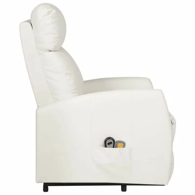 VidaXL Fauteuil inclinable de massage Crème Similicuir 4 VidaXL Fauteuil inclinable de massage Crème Similicuir – Image 4