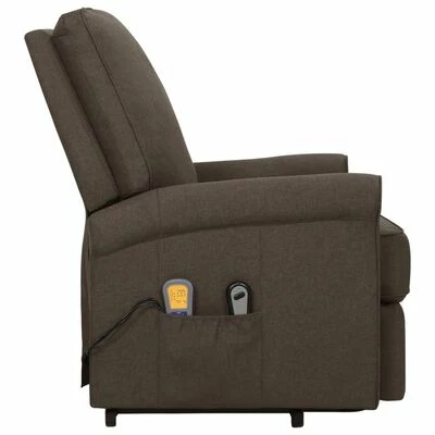 VidaXL Fauteuil de massage inclinable Marron foncé Tissu 4 VidaXL Fauteuil de massage inclinable Marron foncé Tissu – Image 4