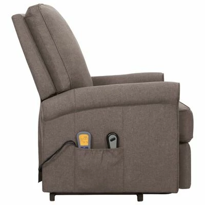 VidaXL Fauteuil de massage inclinable Taupe Tissu 4 VidaXL Fauteuil de massage inclinable Taupe Tissu – Image 4