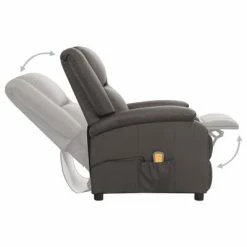VidaXL Fauteuil de massage inclinable Gris Cuir véritable -Fauteuils électriques Soldes image 4 337054