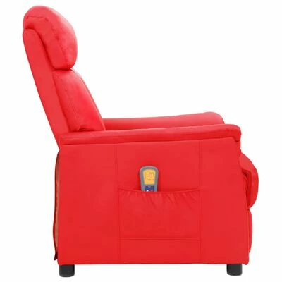 VidaXL Fauteuil de massage inclinable Rouge Similicuir 4 VidaXL Fauteuil de massage inclinable Rouge Similicuir – Image 4