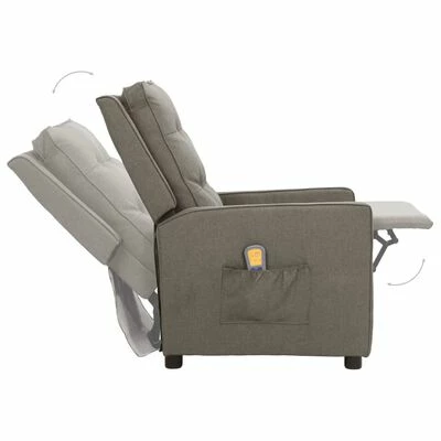 VidaXL Fauteuil de massage inclinable Gris clair Tissu 4 VidaXL Fauteuil de massage inclinable Gris clair Tissu – Image 4