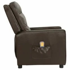 VidaXL Fauteuil de massage inclinable Marron Similicuir brillant -Fauteuils électriques Soldes image 4 338979