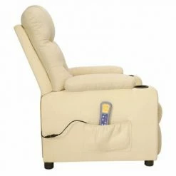 VidaXL Fauteuil de massage inclinable Crème Tissu -Fauteuils électriques Soldes image 4 339101