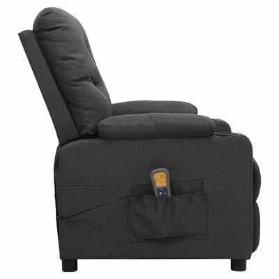 VidaXL Fauteuil de massage inclinable Gris foncé Tissu 4 VidaXL Fauteuil de massage inclinable Gris foncé Tissu – Image 4