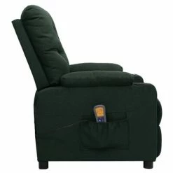 VidaXL Fauteuil de massage inclinable Vert foncé Tissu -Fauteuils électriques Soldes image 4 339118