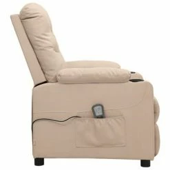 VidaXL Fauteuil de massage inclinable Crème Tissu -Fauteuils électriques Soldes image 4 339121