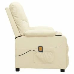 VidaXL Fauteuil de massage inclinable Crème Similicuir -Fauteuils électriques Soldes image 4 339132