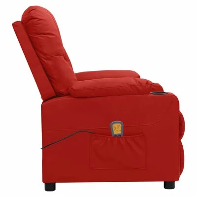 VidaXL Fauteuil de massage inclinable Rouge bordeaux Similicuir 4 VidaXL Fauteuil de massage inclinable Rouge bordeaux Similicuir – Image 4