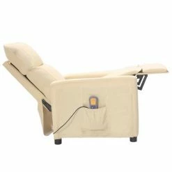VidaXL Fauteuil de massage inclinable Crème Tissu -Fauteuils électriques Soldes image 4 342274