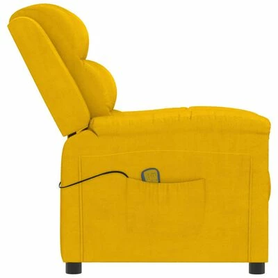 VidaXL Fauteuil de massage inclinable Jaune Velours 4 VidaXL Fauteuil de massage inclinable Jaune Velours – Image 4