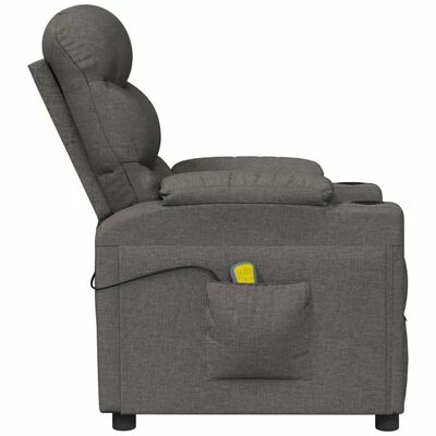 VidaXL Fauteuil de massage inclinable Gris foncé Tissu 4 VidaXL Fauteuil de massage inclinable Gris foncé Tissu – Image 4
