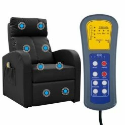 VidaXL Fauteuil de massage Noir Similicuir -Fauteuils électriques Soldes image 4 60595