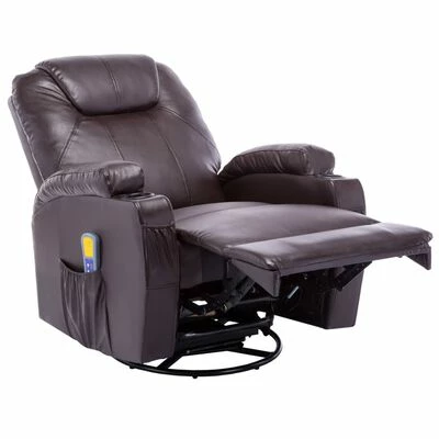VidaXL Fauteuil à bascule de massage Marron Similicuir 5 VidaXL Fauteuil à bascule de massage Marron Similicuir – Image 5
