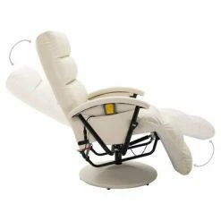 VidaXL Fauteuil de massage TV Blanc crème Similicuir -Fauteuils électriques Soldes image 5 248484