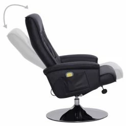 VidaXL Fauteuil de massage avec repose-pied Noir Similicuir -Fauteuils électriques Soldes image 5 248493